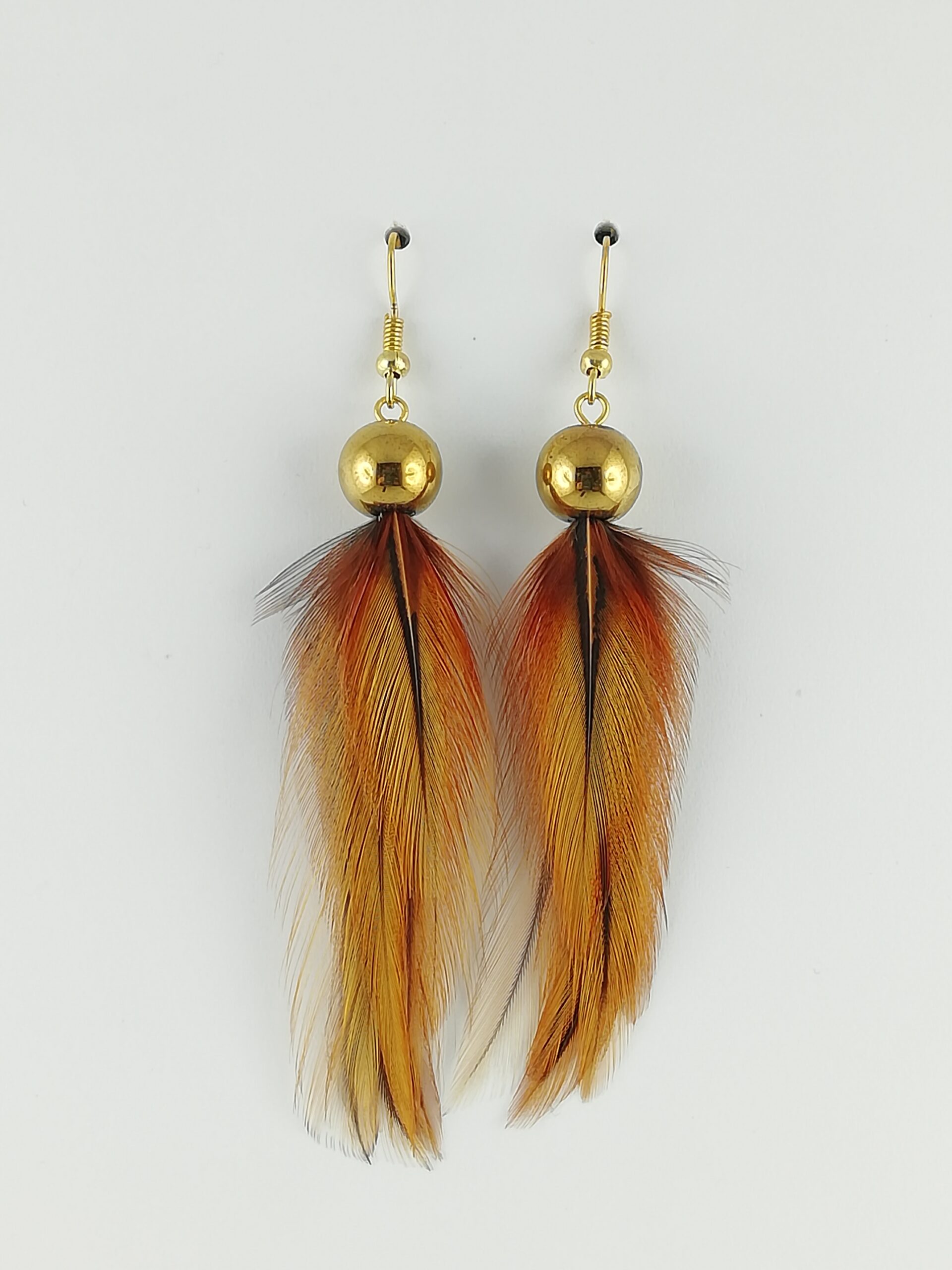 Boucles d'oreilles plumes de coq Brahma