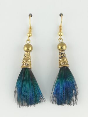 Boucles d’oreilles en plumes de paon