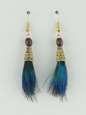 Boucles d’oreilles en plumes de paon