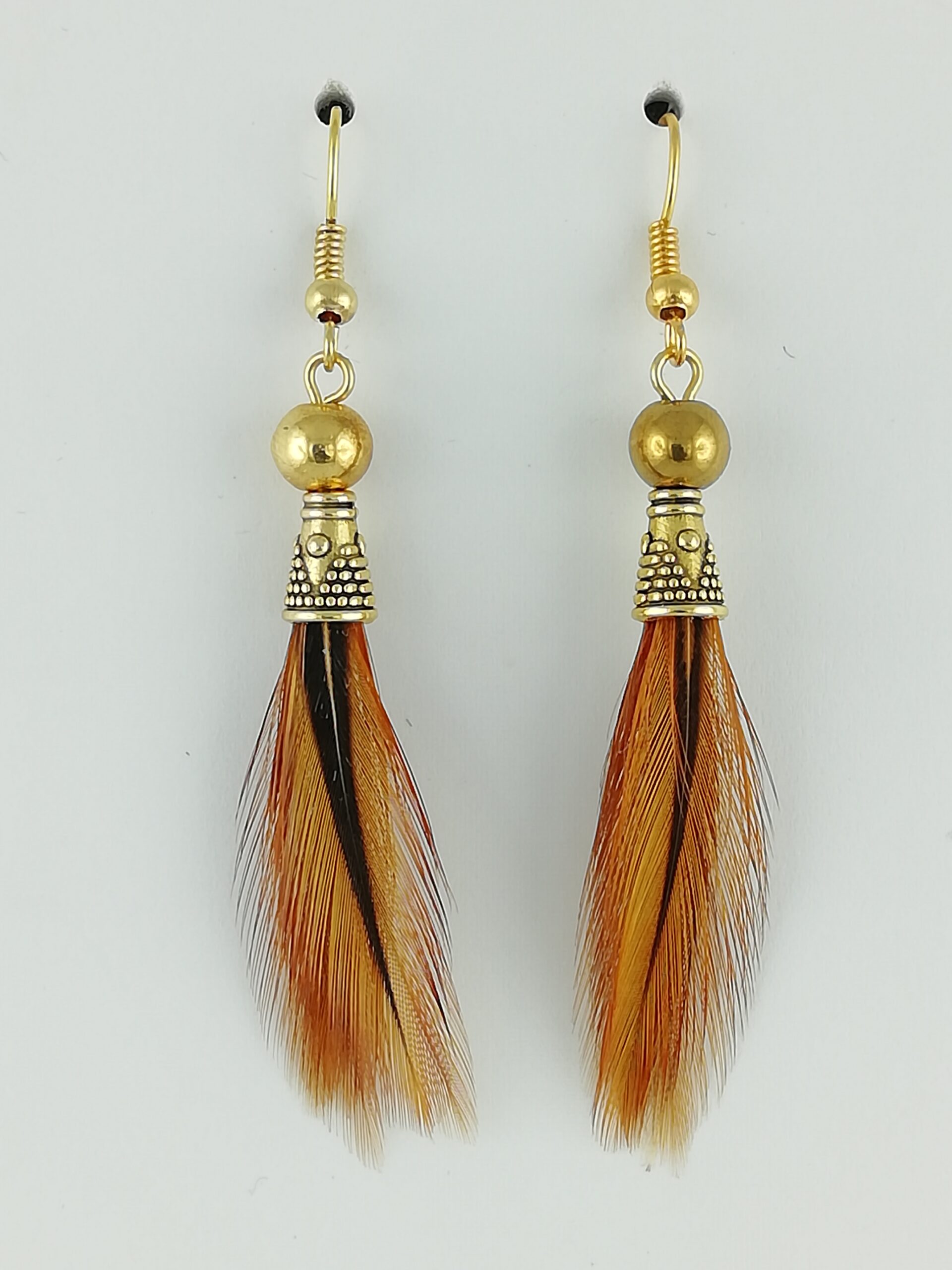 Boucles d’oreilles plumes de coq Brahma
