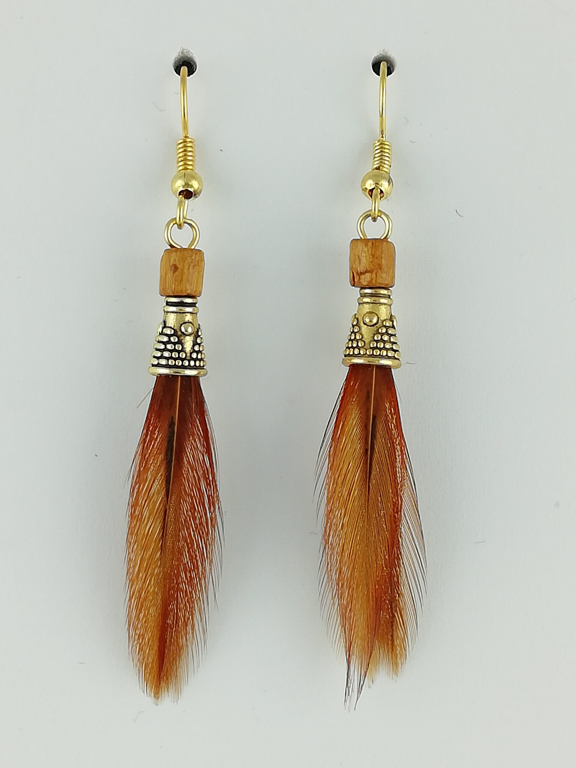 Boucles d’oreilles plumes de coq Brahma