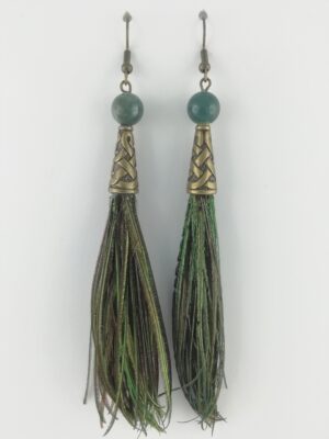 Boucles d'oreilles en barbules d'ocelle de paon