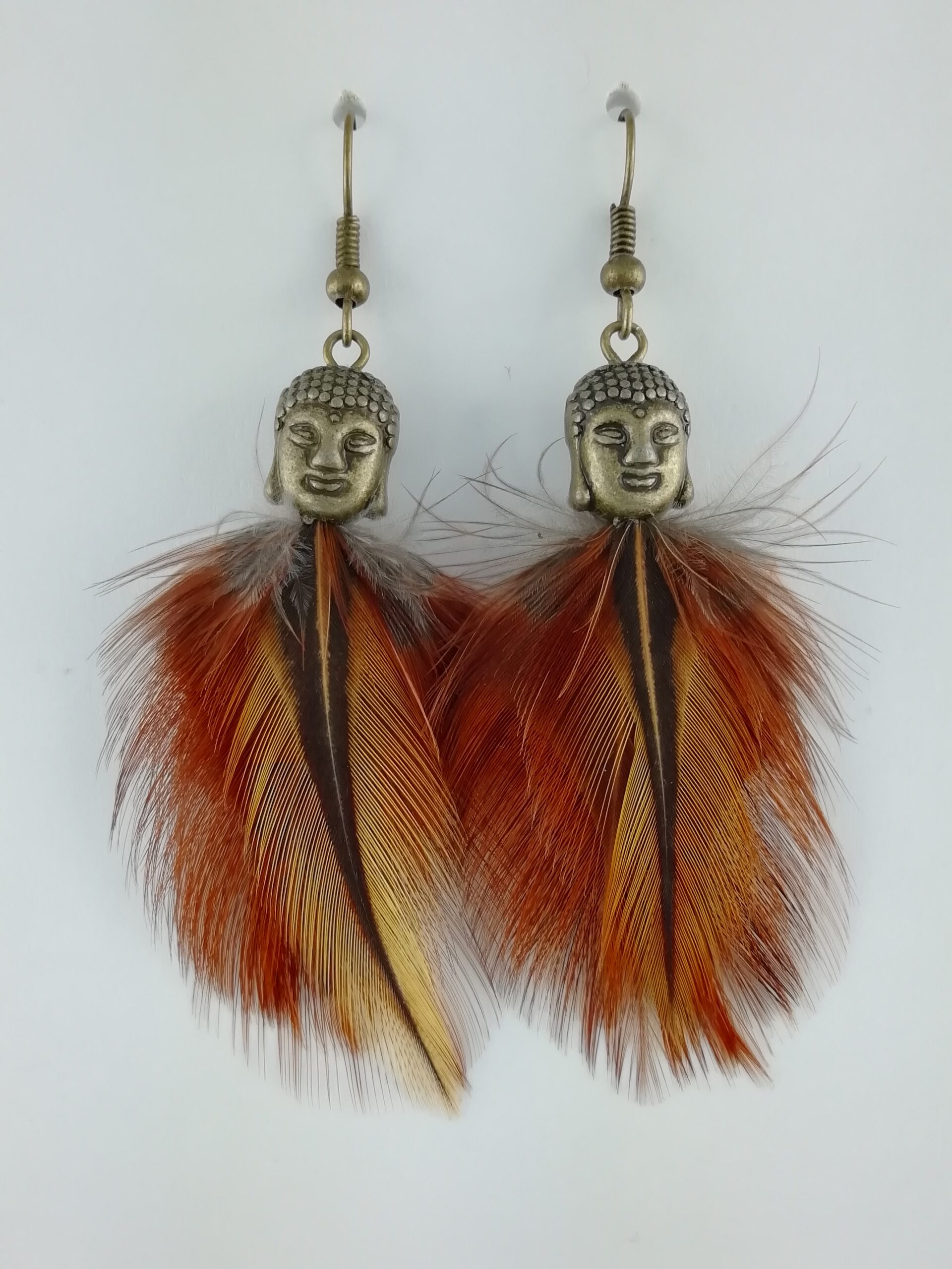 Boucles d’oreilles Plumes de Coq Brahma