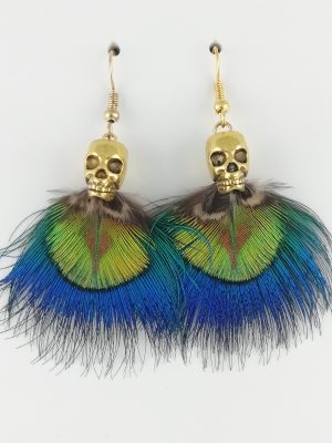 Boucles d'oreilles en plumes de paon
