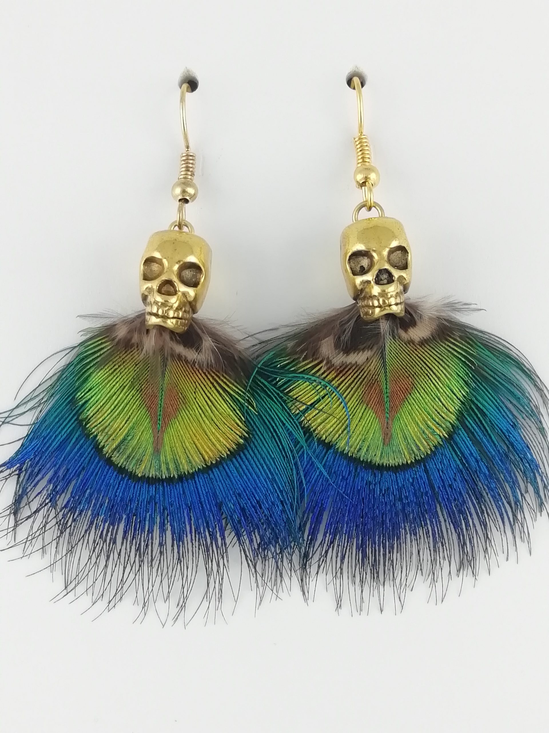 Boucles d'oreilles en plumes de paon