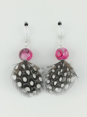 Boucles d'oreilles en plumes de pintade