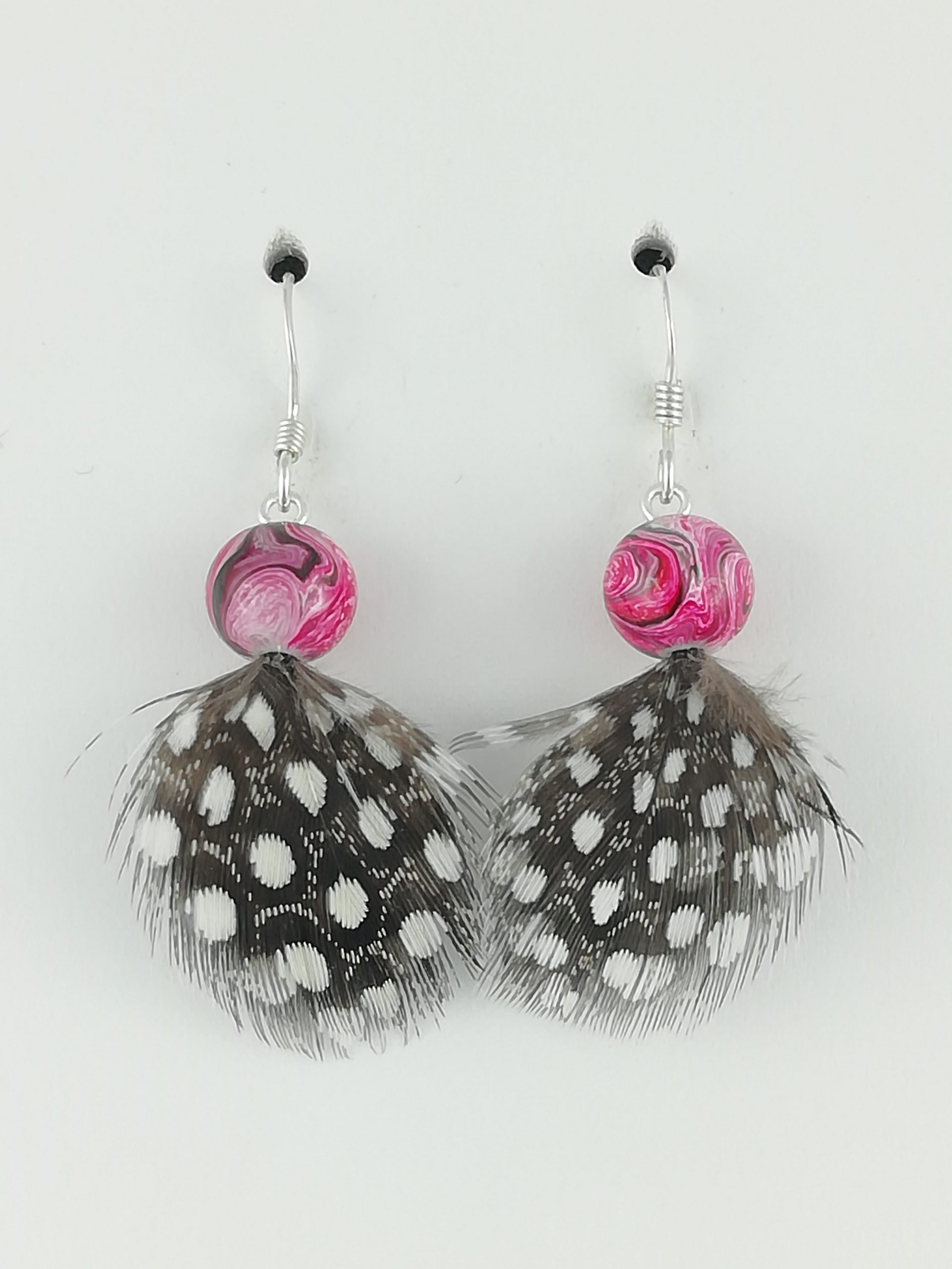 Boucles d'oreilles en plumes de pintade