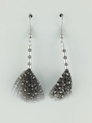 Boucles d'oreilles en plumes de pintade