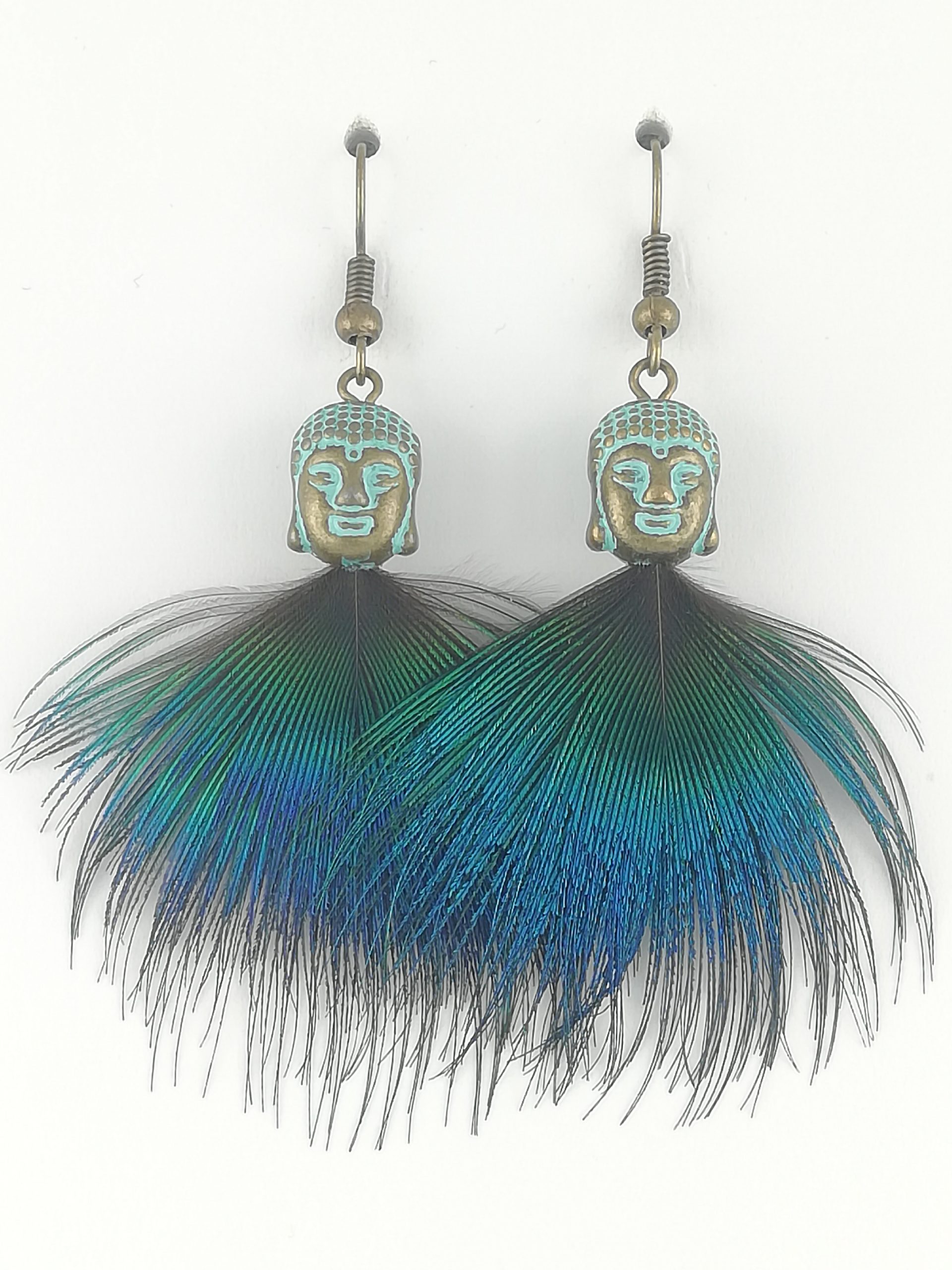 Boucles d'oreilles Plumes de paon