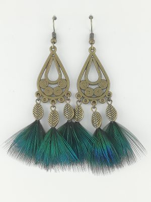 Boucles d'oreilles en plumes de paon