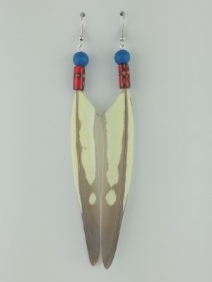 Boucles d’oreilles en plumes d'une perruche calopsitte