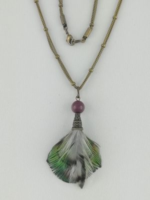 Collier en plume de paon et coq