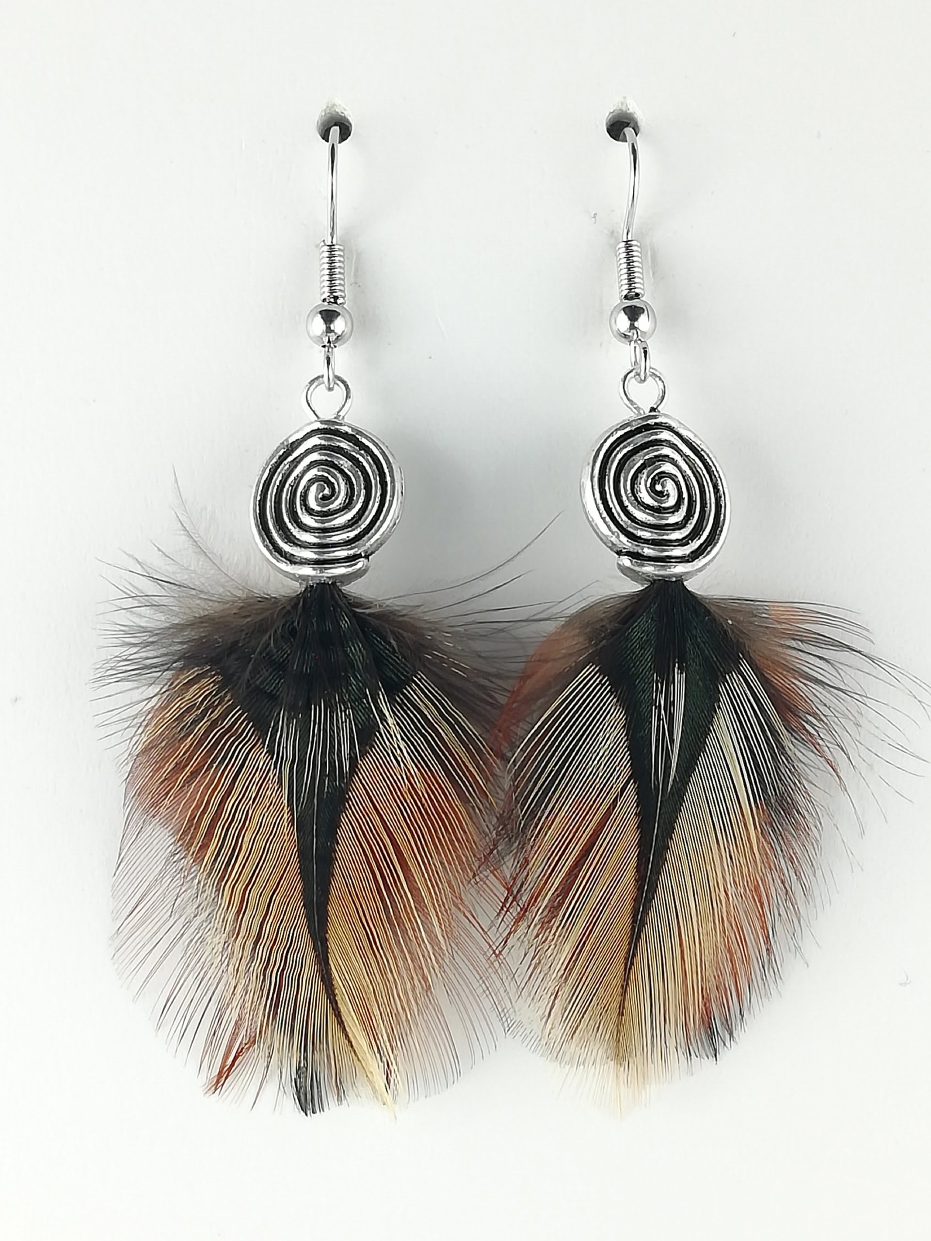 Boucles d'oreilles en plumes de coq Brahma