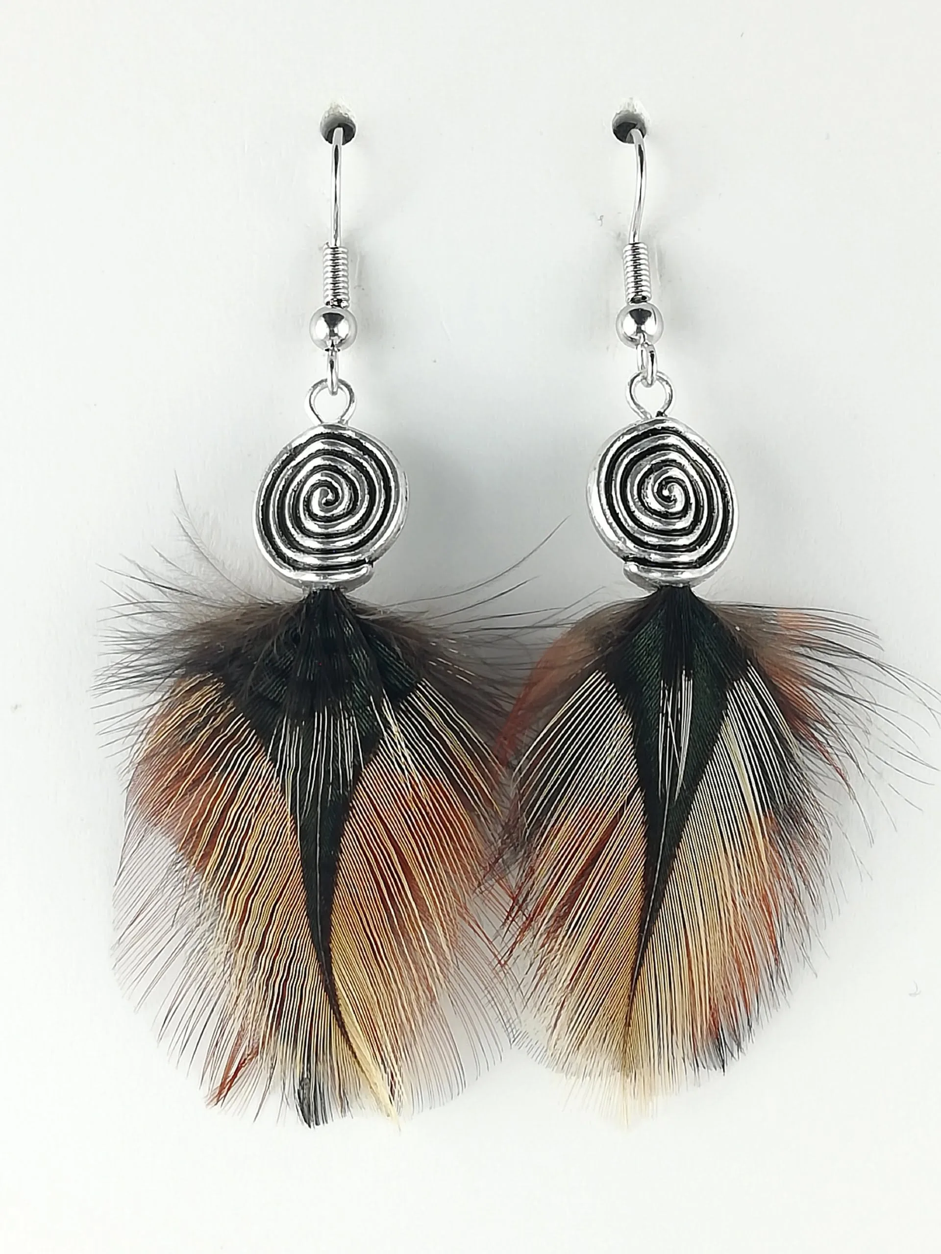 Boucles d'oreilles en plumes de coq Brahma