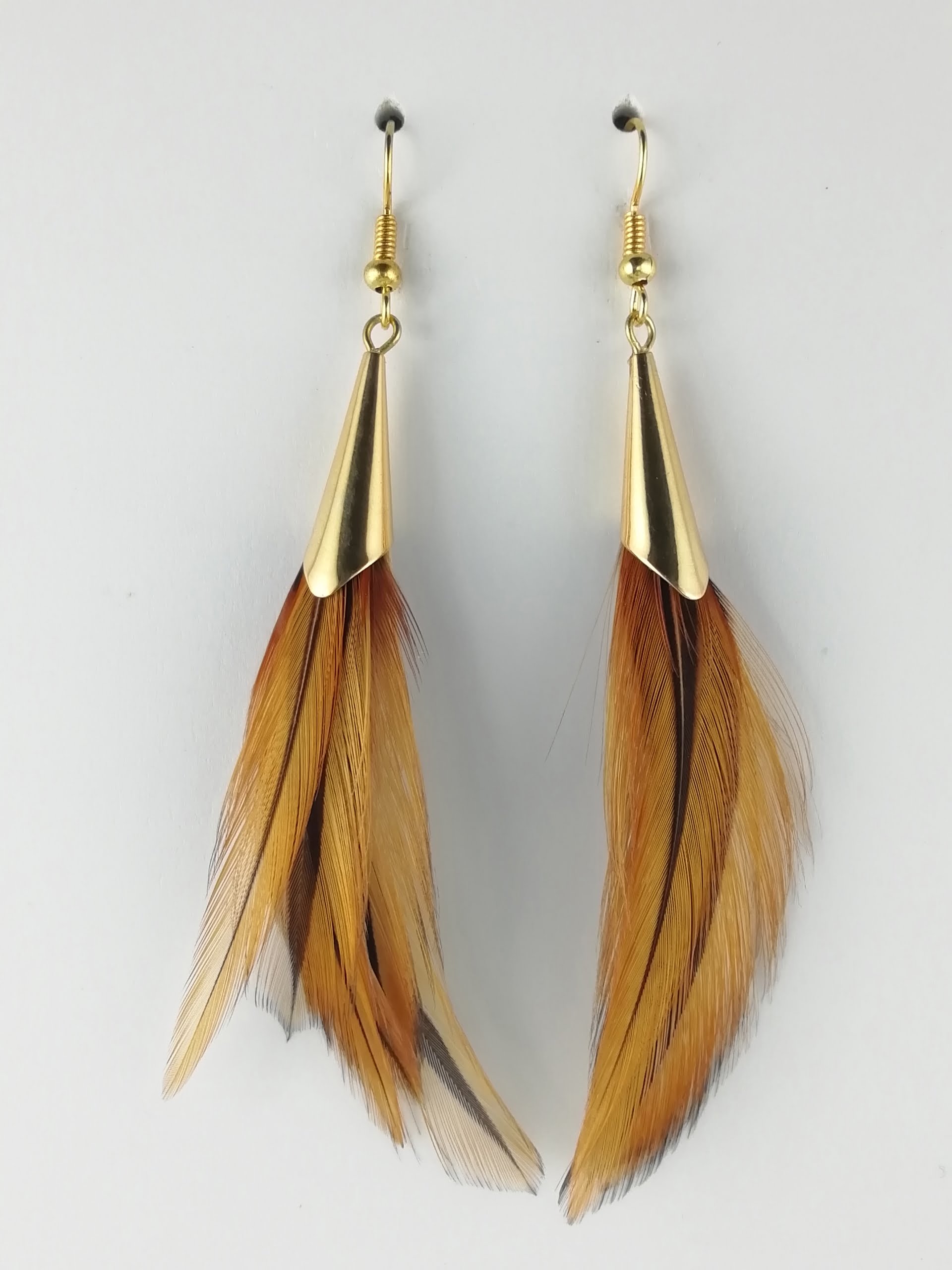 Boucles d’oreilles plumes de coq Brahma