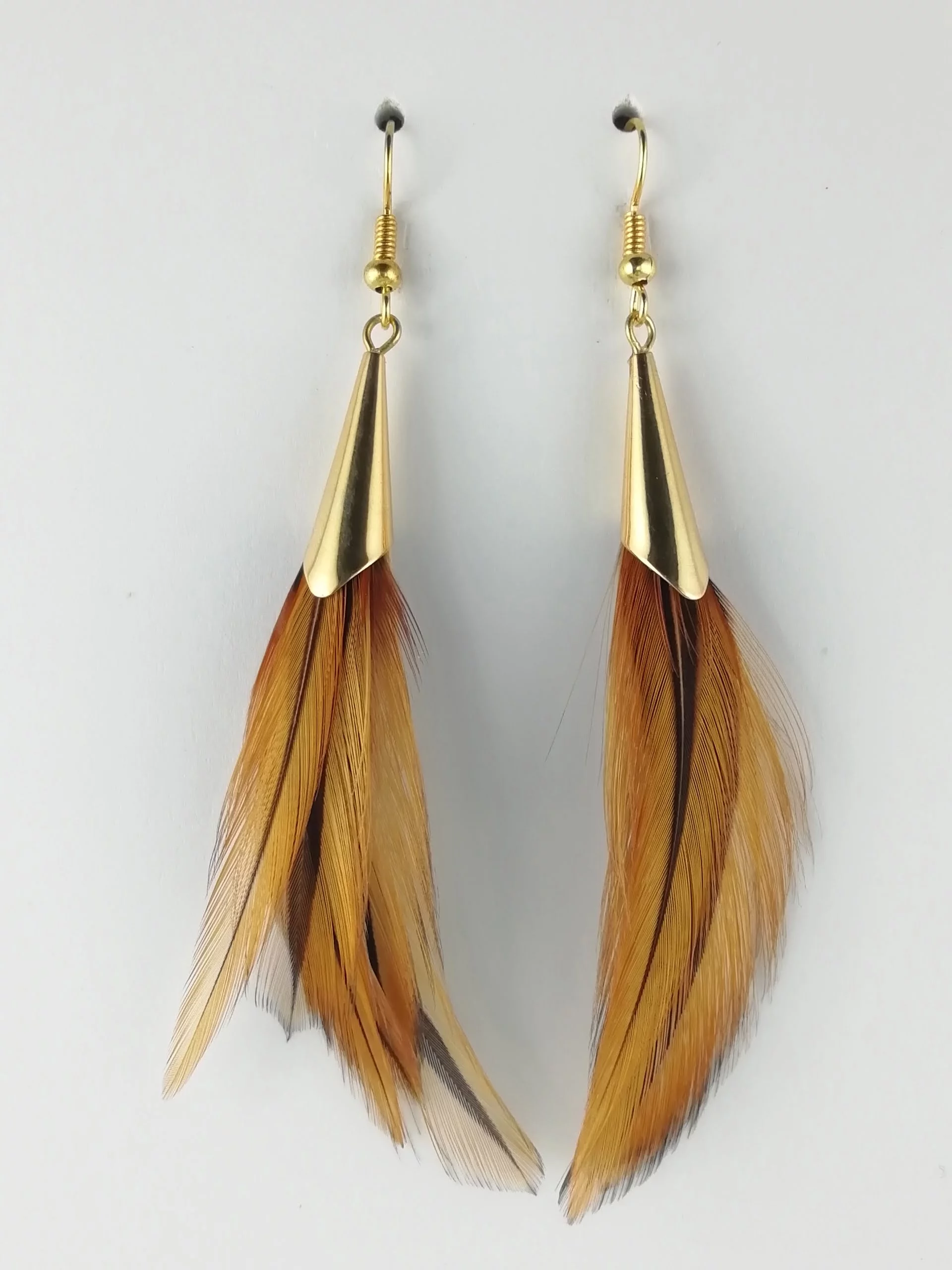 Boucles d’oreilles plumes de coq Brahma