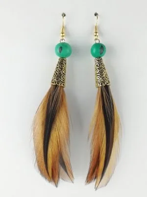 Boucles d’oreilles plumes de coq Brahma
