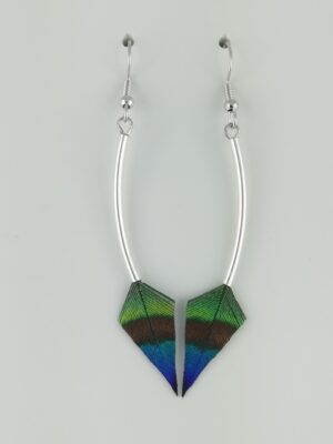 Boucles d'oreilles en plumes de paon