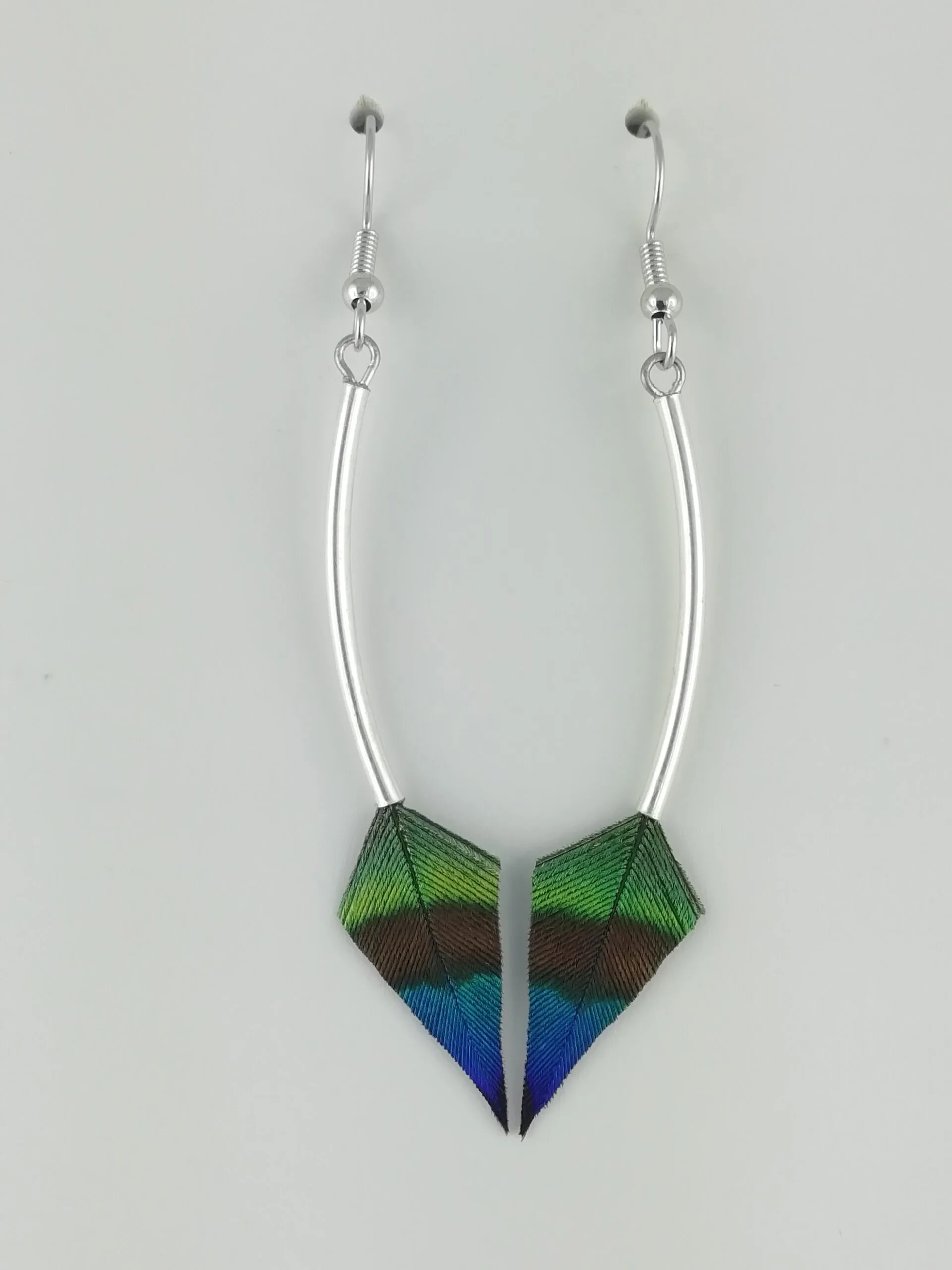 Boucles d'oreilles en plumes de paon